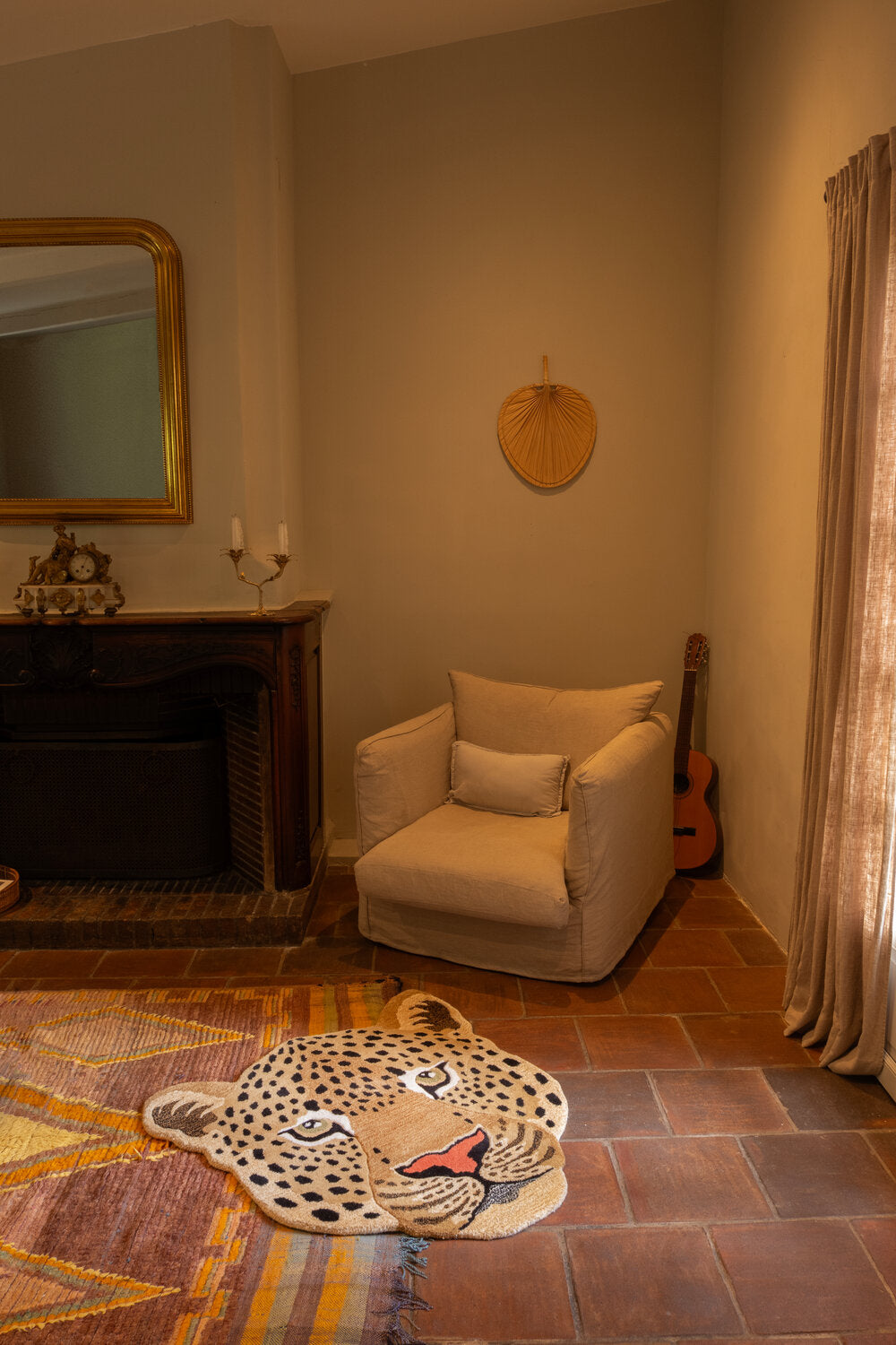 Himani Leopard head gulvtæppe, Large - Brown